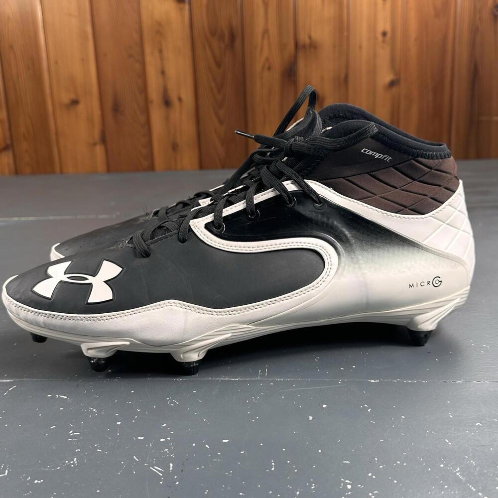 Under Armour Nitro Icon Mid MC Football Cleats Mens 16 Black White